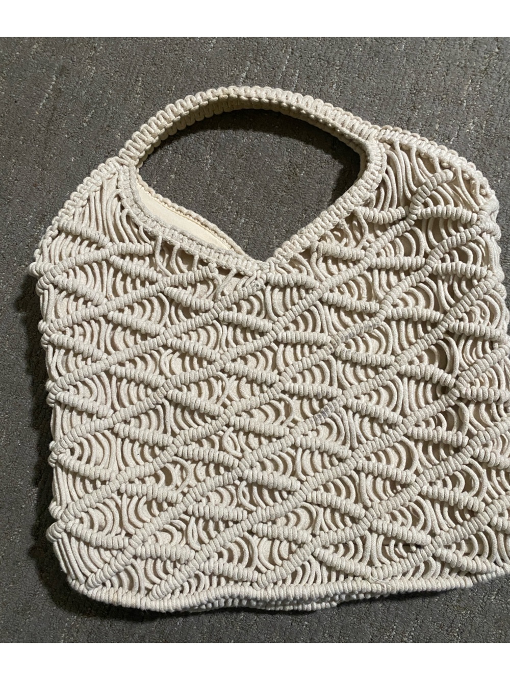 Cream Macramé Shoulder Bag
